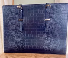 Usado, Pasta feminina de couro, laptop ou bolsa tote - Preta com padrão de crocodilo comprar usado  Enviando para Brazil