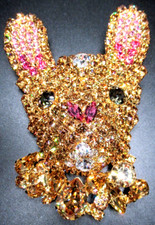 Broche MOANS COUTURE rosa e bronzeado buldogue francês querido comprar usado  Enviando para Brazil