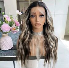 Peruca de cabelo humano frontal de renda Ombre 13x4 para mulheres destaques peruca ondulada encaracolada, usado comprar usado  Enviando para Brazil
