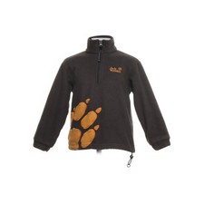 Jack Wolfskin, polarowy sweter, rozmiar: 128, zielony/pomarańczowy, poliester, nadruk #oXd na sprzedaż  PL