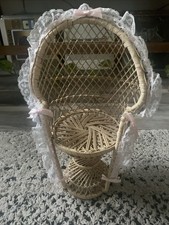 Usado, Antiga cadeira pavão de vime MCM ventilador traseiro boneca de vime suporte para assento de planta comprar usado  Enviando para Brazil