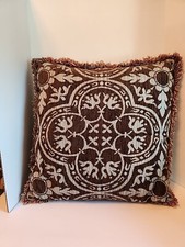  Sofá sofá travesseiro chenille marrom e azul água claro com franja 18x18” em excelente estado usado  comprar usado  Enviando para Brazil