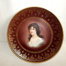 Placa de armário retrato assinada pintada à mão estilo Royal Vienna 11" MZ pintura à mão, usado comprar usado  Enviando para Brazil