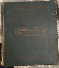 ÁLBUM DE RECORTES ANTIGO 40+ PÁGINAS DE EFÊMERO Strauss Brothers Chicago Antigo Enorme comprar usado  Enviando para Brazil