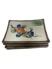 5 pratos vintage de sushi sashimi padrão floral Japão pintado à mão borda de bambu comprar usado  Enviando para Brazil