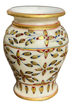 Vaso de mármore Makrana pintado à mão dourado levantado design de folha em relevo comprar usado  Enviando para Brazil