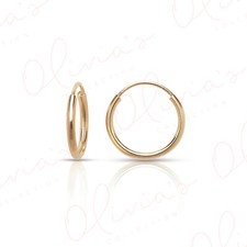 Usado, Brincos de argola sem fim leves de ouro amarelo 14k (10-20x1,0 mm) comprar usado  Enviando para Brazil