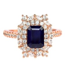 ANEL DE PRATA ESTERLINA 925 GENUÍNO AAA AZUL SAFIRA E BRANCO CZ TAMANHO 8,75-9,25, usado comprar usado  Enviando para Brazil
