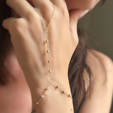 Pulseira de corrente de mão multicolorida com miçangas - Pulseira escrava com miçangas de ouro 14K para mulheres comprar usado  Enviando para Brazil