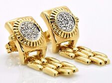 Ouro Amarelo 18k Relógio Retro Vintage Presidencial Pave Diamante Gota Brincos Link comprar usado  Enviando para Brazil