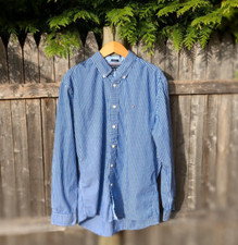 Camisa masculina Tommy Hilfiger XL azul branca listrada elástica costeira preppy pai presente comprar usado  Enviando para Brazil