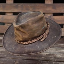 Chapéu de safári Lagomarsino marrom couro desgastado viagem australiano tamanho 57 comprar usado  Enviando para Brazil
