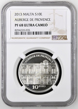2009 Malta S10E Euros Silver Proof Auberge de Provence NGC PF 68 UC comprar usado  Enviando para Brazil