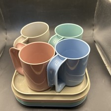 Vintage The Am Pro Line Copos Caneca Pratos Lote de 8 Pratos Conjunto de Lanches Empilháveis , usado comprar usado  Enviando para Brazil