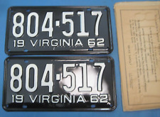 1962 virginia license for sale  Montpelier