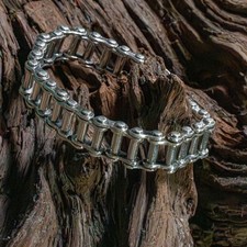 Pulseira de corrente de bicicleta 18 mm .925 pulseira de prata motociclista viking rock metal gótico comprar usado  Enviando para Brazil