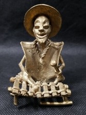 Escultura AFRICANA bronze cera perdida tribal xilofone músico sentado pequena comprar usado  Enviando para Brazil