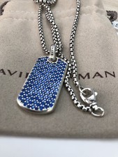 Pingente David Yurman Streamline Dog Tag prata esterlina e pedras azuis L 22 polegadas comprar usado  Enviando para Brazil