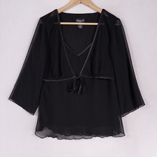b.i.y.a.y.c.d.a. Blusa Feminina G Preta Transparente Decote V Flowy Forrada Boho Gótica Bruxa comprar usado  Enviando para Brazil
