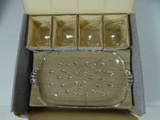 Conjunto de lanche vintage Hazel Atlas informal lágrima para 4 bandejas copo vidro transparente comprar usado  Enviando para Brazil