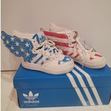 Adidas x Jeremy Scott Wings EUA Bandeira Estrelas V24620 US7K 14cm Tamanho Bebê com Caixa Muito Bom Estado, usado comprar usado  Enviando para Brazil