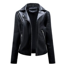 Jaqueta de couro sintético feminina slim fit – Design elegante de moto para qualquer visual comprar usado  Enviando para Brazil