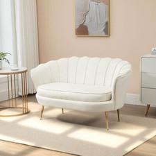 HOMCOM 2-osobowa sofa kanapa, wyściełana sofa tapicerowana z podłokietnikiem samtopik kremowy na sprzedaż  Wysyłka do Poland