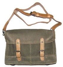 Usado, Bolsa do exército francês original vintage alça de couro bolsa tote de lona bolsa de ombro para dia comprar usado  Enviando para Brazil