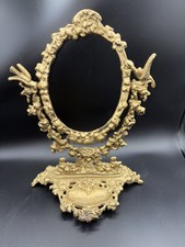 Usado, Moldura de espelho vintage ornamentada de ferro fundido ouro vitoriano oval giratória comprar usado  Enviando para Brazil