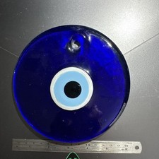 Amuleto/pingente turco grande 6,25 pol. feito à mão vidro azul pintado olho do mal, usado comprar usado  Enviando para Brazil