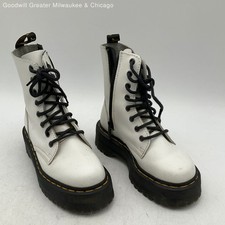 Botas de combate femininas Dr. Martens Jadon tornozelo com cadarço couro branco tamanho 5 comprar usado  Enviando para Brazil