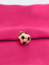 Pingente de bola de futebol esmalte preto e branco ouro 14K 12,1 mm 1,4 GR comprar usado  Enviando para Brazil