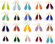 Brincos facetados 11x27mm multicoloridos mistos de pedra preciosa lágrima pendurado gancho de ouro AA, usado comprar usado  Enviando para Brazil
