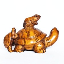 Y8794 - 2 "Buxo esculpido à mão Netsuke: pequeno sapo e tartaruga, usado comprar usado Y8794 - 2 "Buxo esculpido à mão Netsuke: pequeno sapo e tartaruga, usado comprar usado  Enviando para Brazil