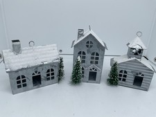 Casa de Natal de metal galvanizado rústico vila 3-4” conjunto de 3 comprar usado  Enviando para Brazil