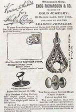 1893 ENOS RICHARDSON Fabricantes de Joalherias de Ouro Impressão Anúncio~Cortador de Charuto Prata, Bento+ comprar usado  Enviando para Brazil