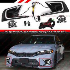 PARA 22-24 CIVIC V3 SEQUENCIAL DRL TAMPA DE MOLDURA LED + KIT DE LENTE DE NEBLINA PROJETOR TRANSPARENTE comprar usado  Enviando para Brazil