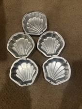 Molde de panela de bolo vintage em forma de concha de amêijoa alumínio 4 x 4 polegadas conjunto de 5 comprar usado  Enviando para Brazil