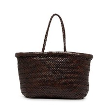 Bolsa tote de couro 100% couro triplo salto tecido - marrom escuro pequena comprar usado  Enviando para Brazil