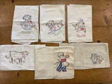 Usado, Lote 6 toalhas de cozinha vintage bordadas à mão para vaca, gatinhos e chef feliz comprar usado  Enviando para Brazil