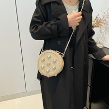 Bolsa tiracolo feminina de camurça punk cravejada bolsa circular bolsa redonda para viagem, usado comprar usado  Enviando para Brazil