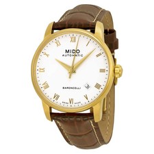 Relógio masculino Mido Baroncelli automático mostrador branco couro marrom M86003268 comprar usado  Enviando para Brazil