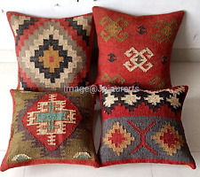 4 peças capa almofada de juta indiana kilim lance travesseiro vintage feito à mão quadrado 18x18 comprar usado  Enviando para Brazil