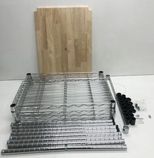Amazon Basics 3 regał na kuchnię, stojak na stół z drewnianym stołem, chrom, NIEKOMPLETNY na sprzedaż  PL