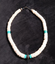 Colar Vintage Navajo Turquesa Concha Heishi Prata Esterlina Contas de Banco 15" comprar usado  Enviando para Brazil
