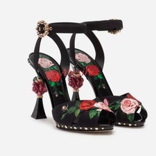 Sandálias femininas 2023 flor cruz peep toe salto alto verão outono casamento sapatos, usado comprar usado  Enviando para Brazil