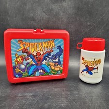 Lancheira de plástico vermelha vintage 1995 The Amazing Spider-Man Marvel com garrafa térmica, usado comprar usado  Enviando para Brazil