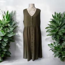 Vestido Madewell verde oliva musselina frente com botões XL casual linha A verão algodão comprar usado  Enviando para Brazil