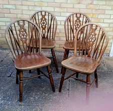 Oak wheelback chairs for sale  BOURNE