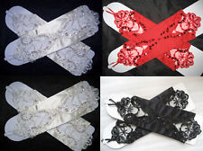 Luvas de casamento marfim/preto/vermelho cetim nupcial sem dedos tamanho único, usado comprar usado  Enviando para Brazil